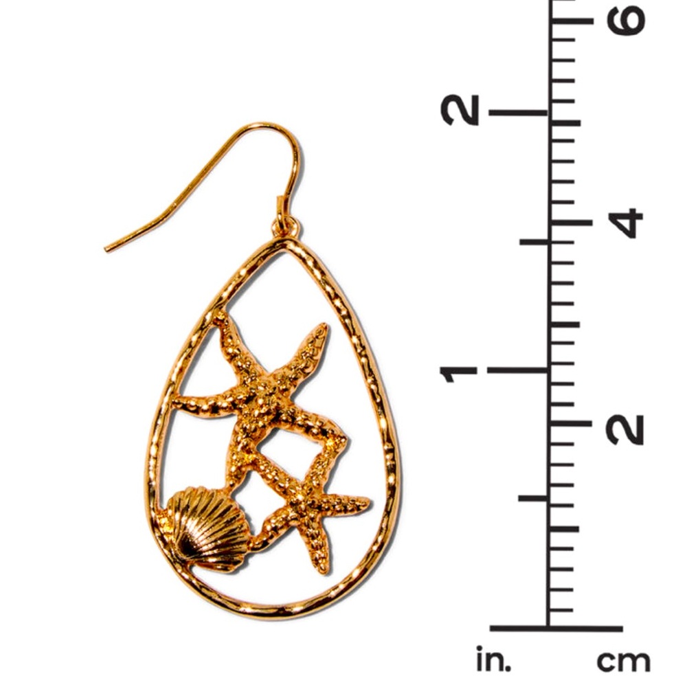 Starfish Teardrop 1.5" Drop Earrings - NWT - Picture 3 of 3